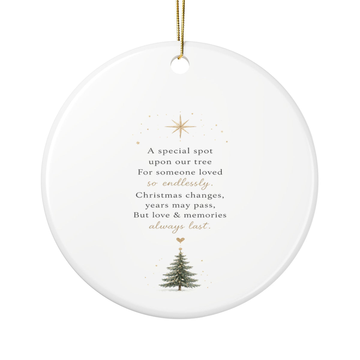 A Special Spot Upon Our Tree, Memorial Christmas Bauble-  1-Side Printed